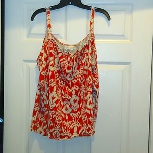 Women's Plus Ikat print tank in Burnt orange and Cream,Size: 26W/28W.